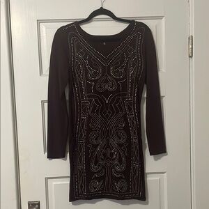 NWOT Say What Elegant Plum Rhinestone Dress